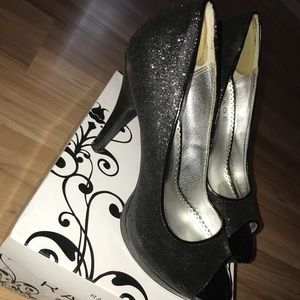 Black Glitter Heels